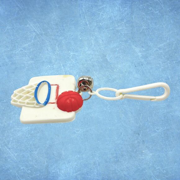 Vintage 80s Bell Charm Clip On Toy White Basketball Hoop Goal Plastic Jewelry *1 - Picture 3 of 8